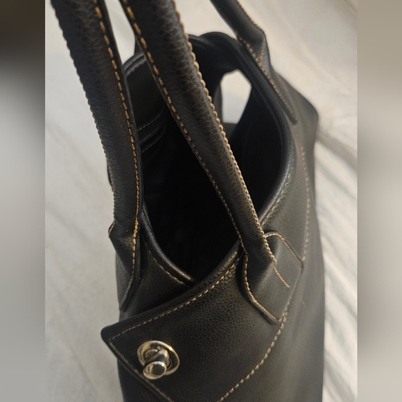 Tod's Vintage Girelli Cape Black Pebbled Leather Satchel Bag Made In Italy - Picture 12 of 13